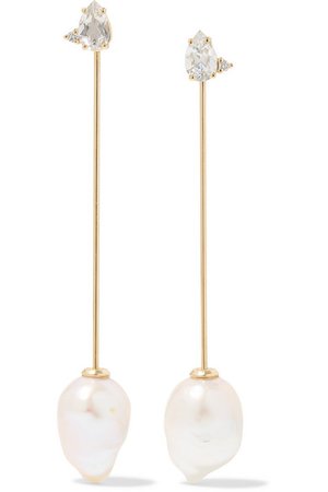 Mizuki | 14-karat gold multi-stone earrings | NET-A-PORTER.COM