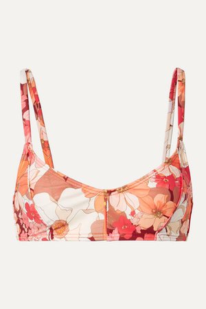 Peony | + NET SUSTAIN floral-print bikini top | NET-A-PORTER.COM