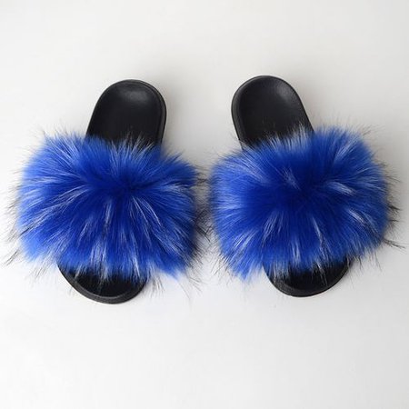 Vova | New Fluffy Faux Fur Slides Women Fur Slippers Furry Raccoon Sandals Fake Fox Fur Flip Flops Home Fuzzy Woman Casual Plush Shoes