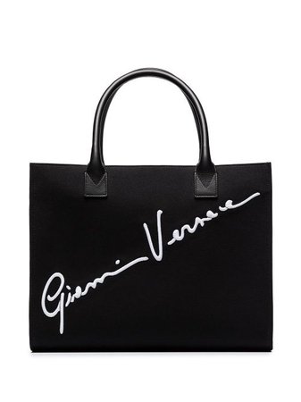 Shop black Versace Gianni logo tote bag with Express Delivery - Farfetch