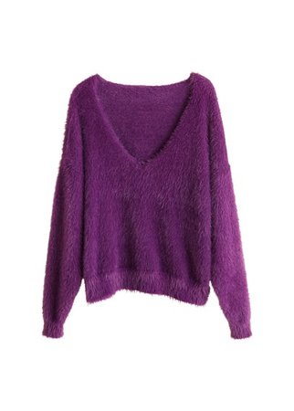 MANGO Faux fur knit sweater