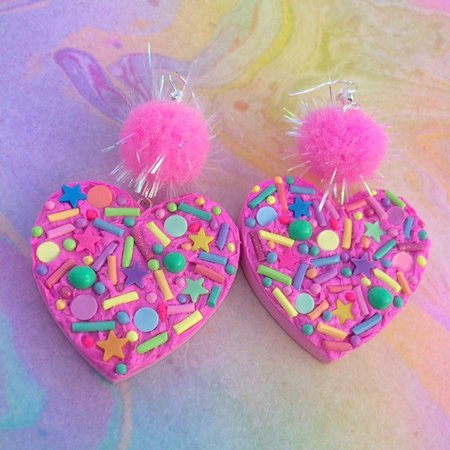 Kawaii frosted cake effect love heart shaped polymer clay | Etsy