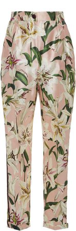 Cropped Floral-Print Silk-Blend Satin Pants