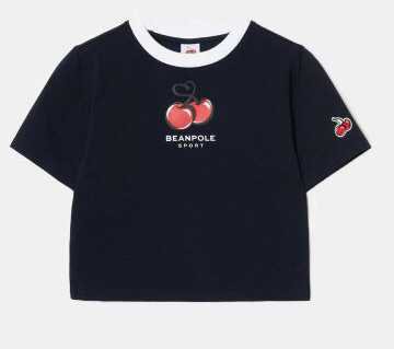 Beanpole Sport 19SS [Beanpole Sport X Kirsh] Heart Cherry Cropped T-Shirt - Navy
