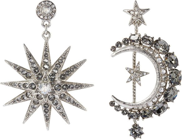 Gothic Mismatched Moon & Star Earrings
