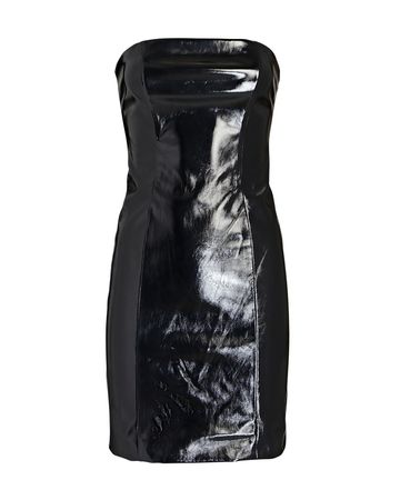 STAUD Tracing Patent Vegan Leather Mini Dress in black | INTERMIX®