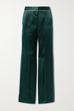 Edia Satin Wide-leg Pants - Emerald