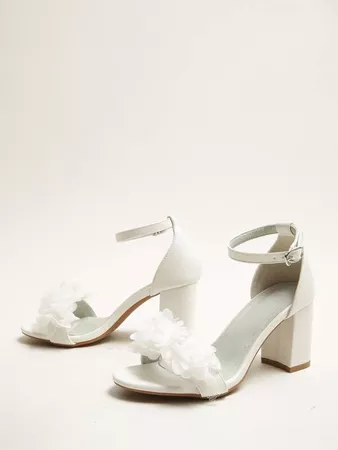 Appliques Decor Chunky Heeled Ankle Strap Sandals | SHEIN USA