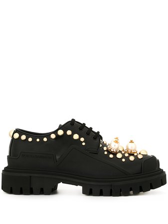 Dolce & Gabbana Chunky Heel Embellished Derbies | Farfetch.com