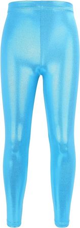 Amazon.com: NewL Kids Girls Dance Pants Gymnastic Shiny Metallic Dance Leggings Skinny for Performances Costume (Blue, 7-8 Years) : Clothing, Shoes & Jewelry