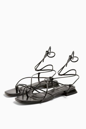 PEGGY Black Wrap Sandals | Topshop