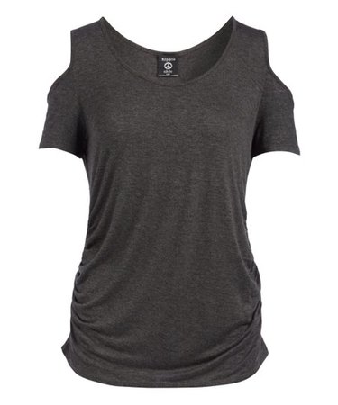 Hippie Chic Heather Charcoal Maternity Cold-Shoulder Top - Women | Zulily