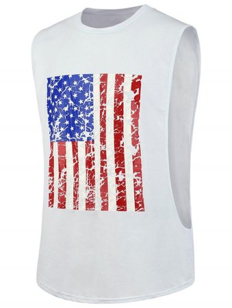 4th of July Sports Distressed American Flag Tank Top - WHITE XL