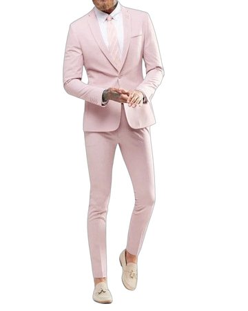 Light Pink Slim Fit Men's Blazer Suits 2 Pieces Evening Prom Dress Suits For Man 2021 (jacket+pants)CB1118)