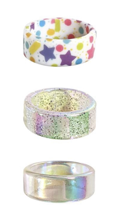 multi-pack stars iridescent and confetti rings 3 pack - spencer’s