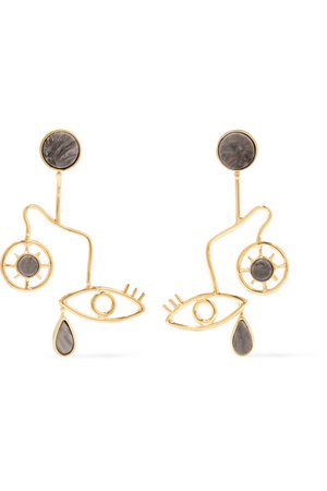 Paola Vilas | Mobile gold-plated granite earrings | NET-A-PORTER.COM