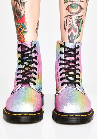 Dr. Martens Rainbow Glitter Pascal Boots | Dolls Kill