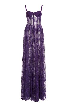 Serpentines Embroidered Tulle Gown By Zuhair Murad | Moda Operandi
