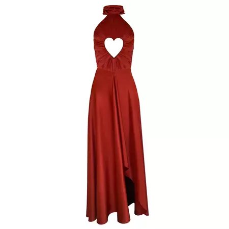 Maroon Heart Cutout Dress – Lirika Matoshi