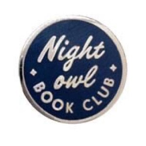 night owl book club enamel pin