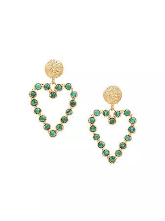 Shop Sylvia Toledano Love 22K-Gold-Plated & Crystal Heart Drop Earrings | Saks Fifth Avenue