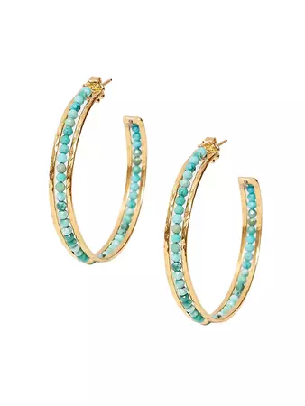 Chan Luu 18K Gold-Plate & Turquoise Hoop Earrings