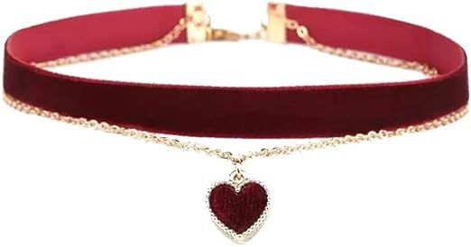 Amazon.com: MOMOCAT Heart Necklace Adjustable Red Choker Classic Collar Necklaces for Women and Girls Velvet Chocker Necklace : Everything Else