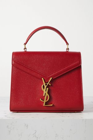 Red Cassandra mini textured-leather tote | SAINT LAURENT | NET-A-PORTER