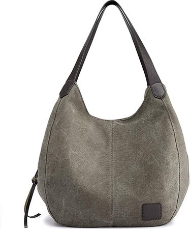 Amazon.com: WORLDLYDA Women Canvas Hobo Purse Multi Pocket Tote Shopper Shoulder Bag Casual Top Handle Handbag （Grey）: Clothing