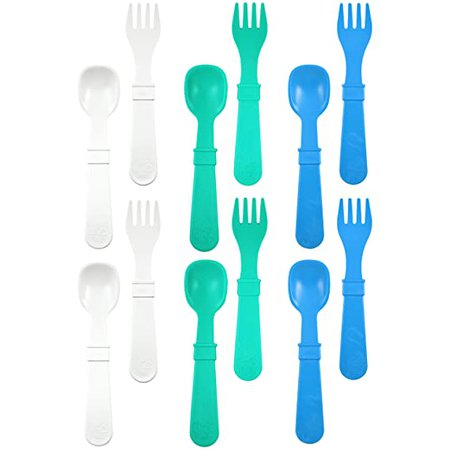 Amazon.com : RE-PLAY Made in The USA 12pk Fork and Spoon Utensil Set for Easy Baby, Toddler, and Child Feeding in Red, White and Navy Blue | Made from Eco Friendly Heavyweight Recycled Milk Jugs | (Patriotic) : Baby