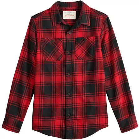 Boys Flannel Button-Down Red