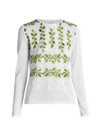 Shop Giambattista Valli Embroidered Cashmere-Blend Sweater | Saks Fifth Avenue