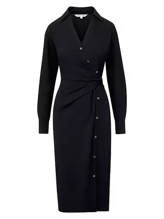 Shop Veronica Beard Wright Satin Long-Sleeve Shirtdress | Saks Fifth Avenue