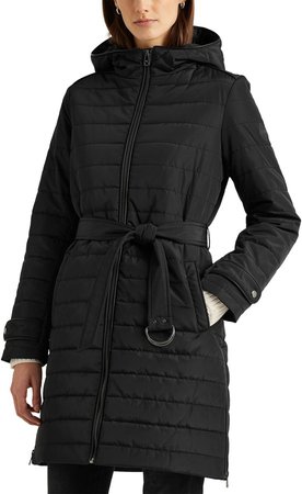 Belted Hooded Quilted Coat