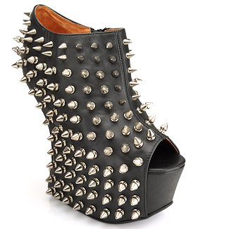 Jeffrey Campbell Black Leather Spiked Wedge