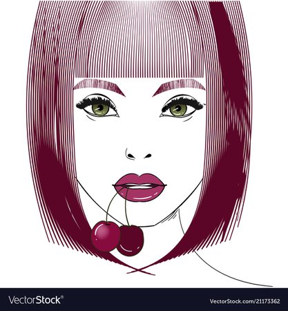 Female portrait with cherry Royalty Free Vector Image