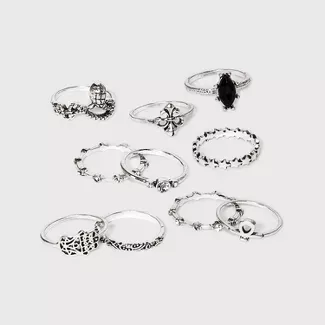 Silver Ox And Stones Multi Ring Set - Wild Fable™ Silver : Target