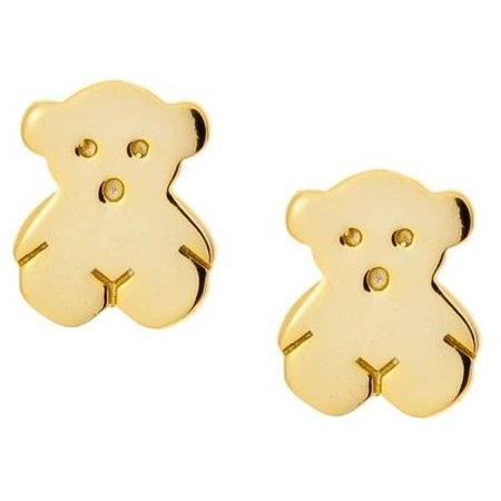 Gold Teddy Bear Stud Earrings