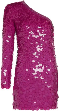 Dundas One-Shoulder Sequined Silk Mini Dress Size: 38