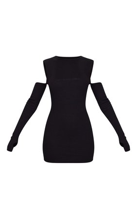 PRETTYLITTLETHING Recycled Black Rib Binding Detail Bodycon Dress | PrettyLittleThing USA