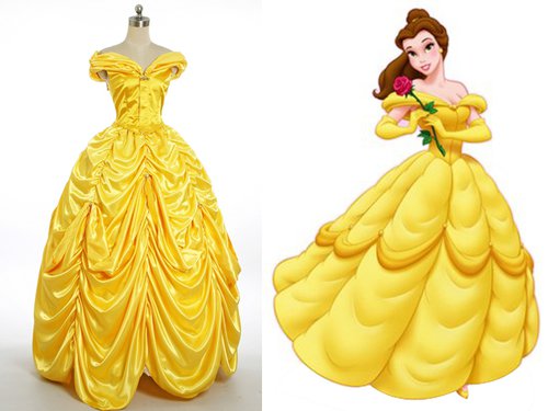 Disney Beauty and the Beast Cosplay Belle Costume Yellow Ball Gown Civil War