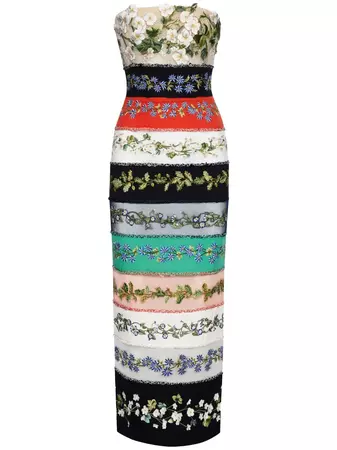 Oscar De La Renta botanical-print Pencil Midi Dress - Farfetch