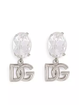 Shop Dolce & Gabbana crystal-embellished logo earrings with Express Delivery - FARFETCH