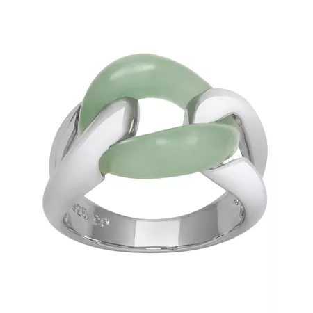 Jade Sterling Silver Interlock Ring