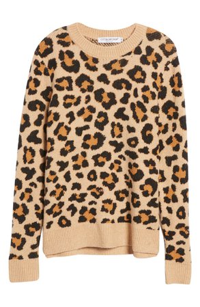 Cotton Emporium Leopard Pattern Crewneck Sweater | Nordstrom