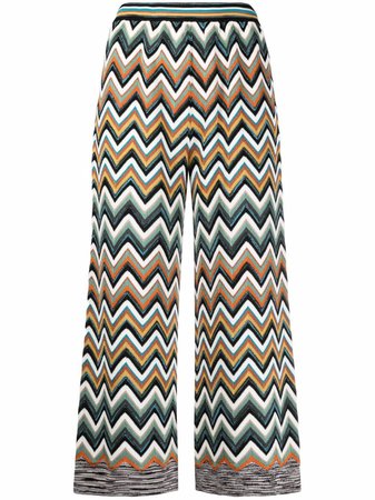 Shop Missoni zigzag-knit wide-leg trousers with Express Delivery - FARFETCH