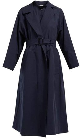 Lola Belted Cotton Coat - Womens - Navy
