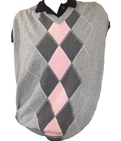pink gray argyle sweater vest