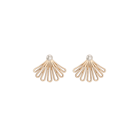 Aurate Deco Fan Pearl Earrings