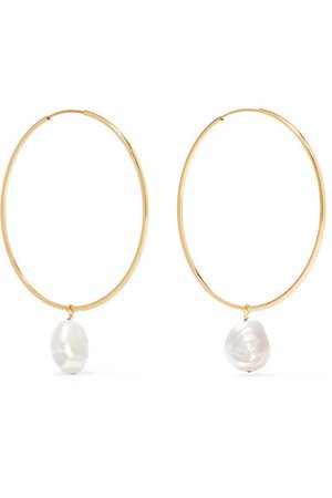 Grace Lee | 14-karat gold pearl hoop earrings | NET-A-PORTER.COM